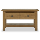 Broadway Oak Small Coffee Table by Roseland Furniture with two drawers and a lower shelf