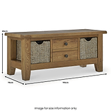 Broadway Oak Large Coffee Table with Baskets dimensions