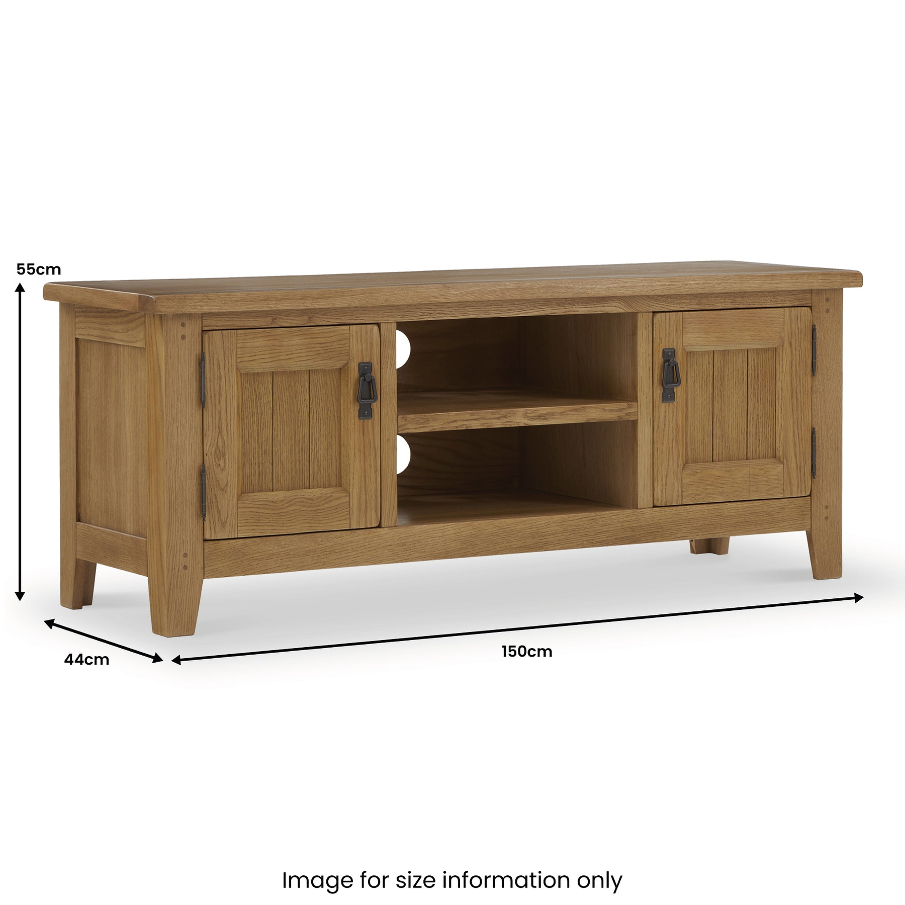 Broadway Oak 150cm TV Unit dimensions