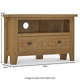Broadway Oak Corner TV Unit with Drawer dimenions