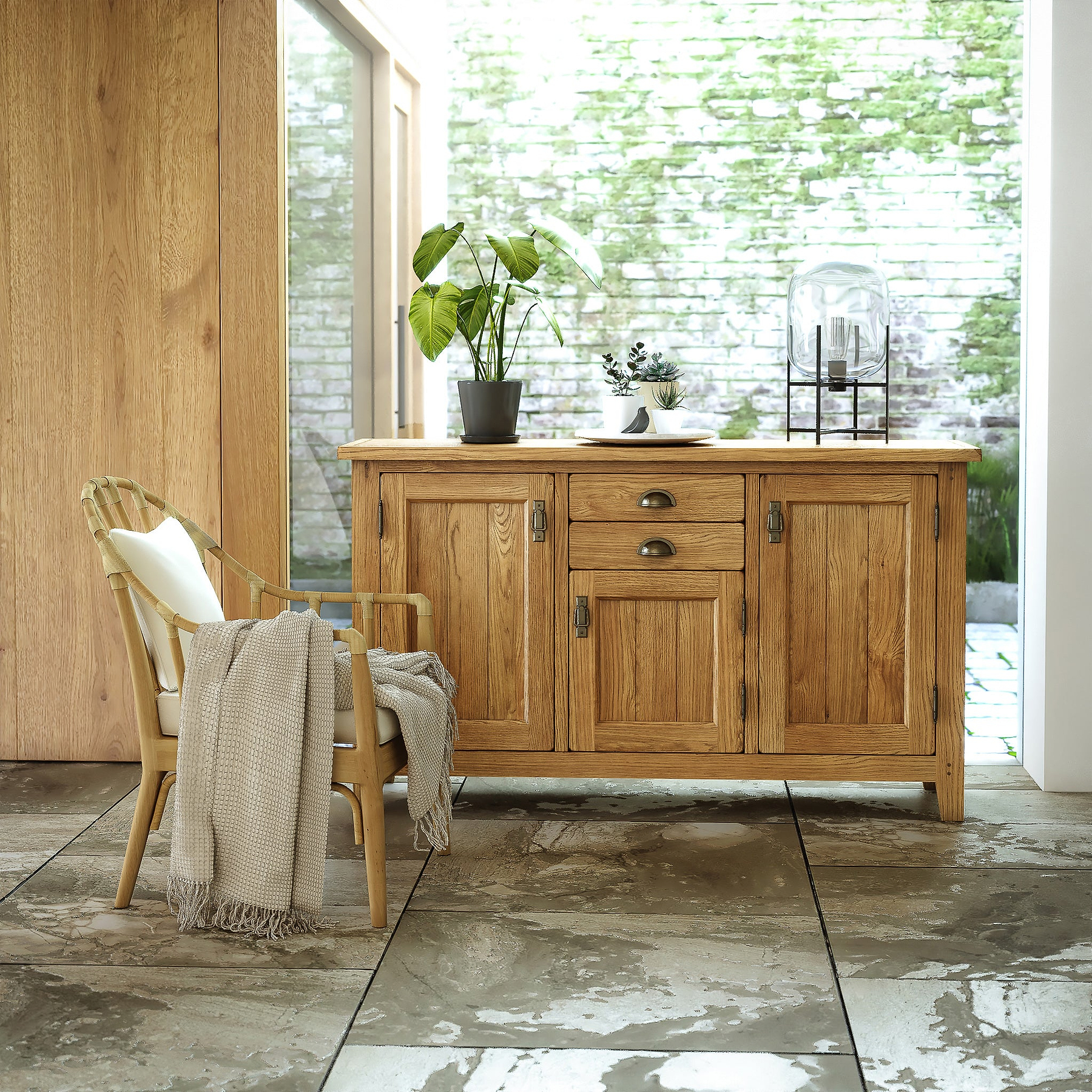 Broadway Oak Large Sideboard Cabinet lifestyle