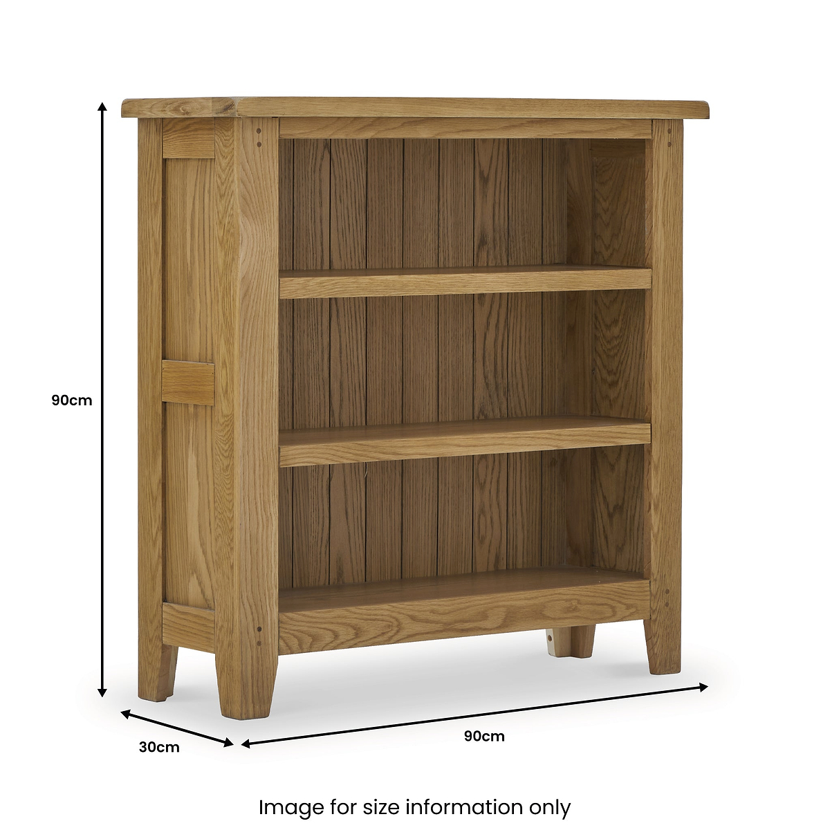 Broadway Oak Low Bookcase dimensions