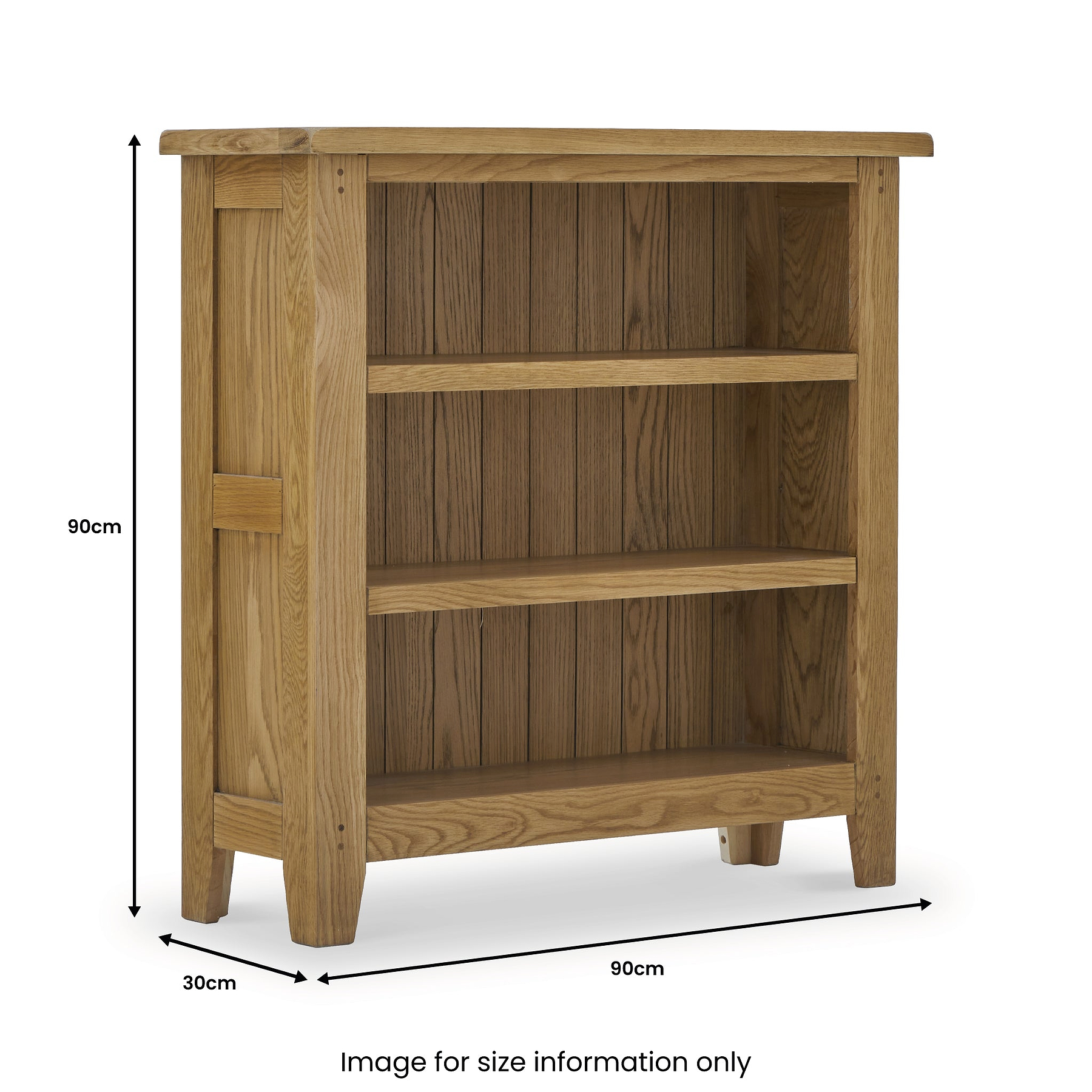 Broadway Oak Low Bookcase dimensions