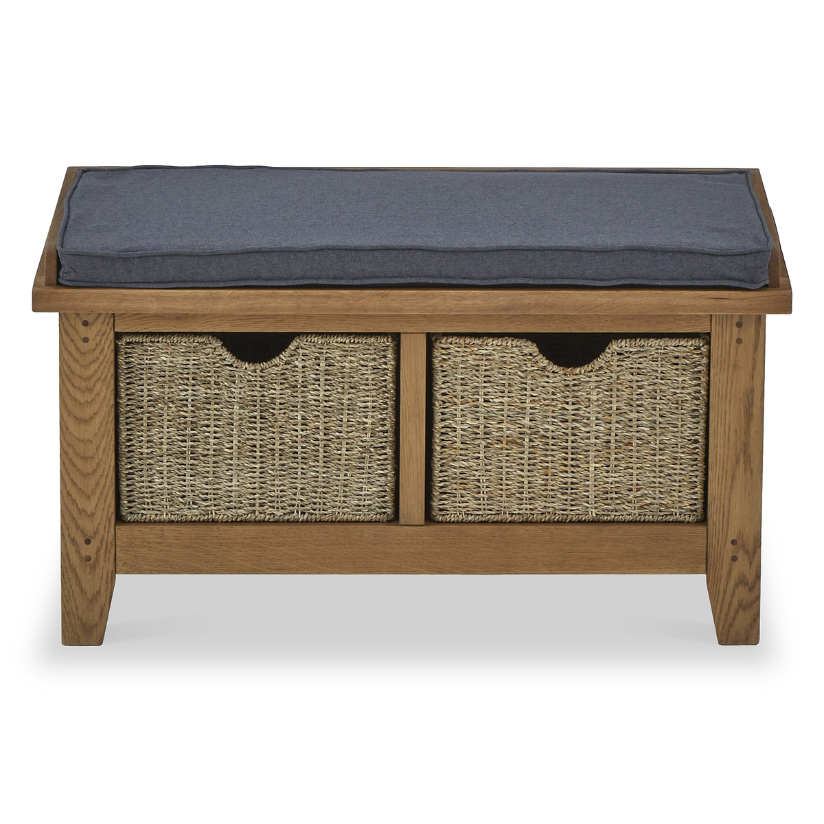 Broadway Oak Hallway Bench with Baskets