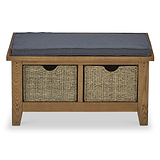 Broadway Oak Hallway Bench with Baskets
