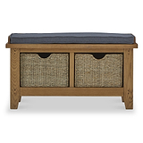 Broadway Oak Hallway Bench with Baskets