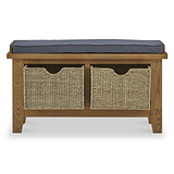 Broadway Oak Hallway Bench with Baskets