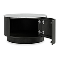 Milo Black Stain Mango & Marble Round Fluted Coffee Table with storage