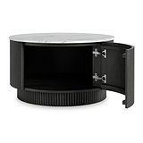 Milo Black Stain Mango & Marble Round Fluted Coffee Table with storage