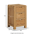 Harvey Oak 3 Drawer Bedside Table dimensions