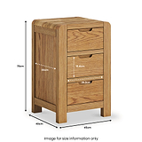 Harvey Oak 3 Drawer Bedside Table dimensions