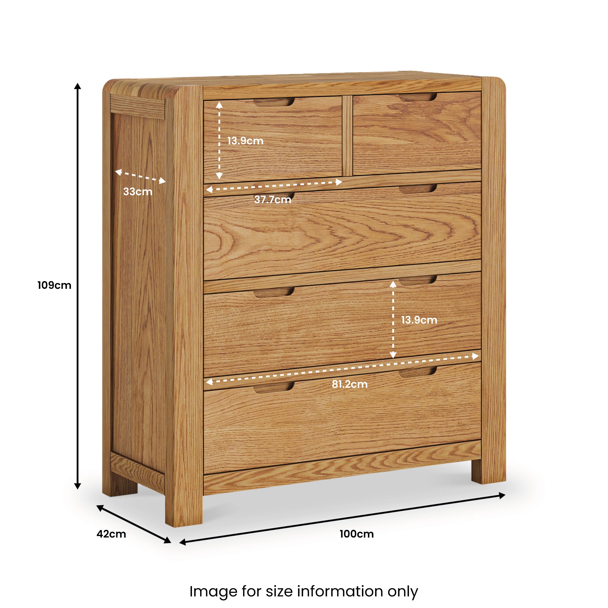 Harvey Chunky Oak 2 Over 3 Chest of Drawers | Roseland