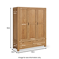 Harvey Oak Triple Wardrobe by Roseland Furniture SIze Guide