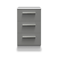 Blakely Grey and White 3 Drawer Bedside Cabinet
