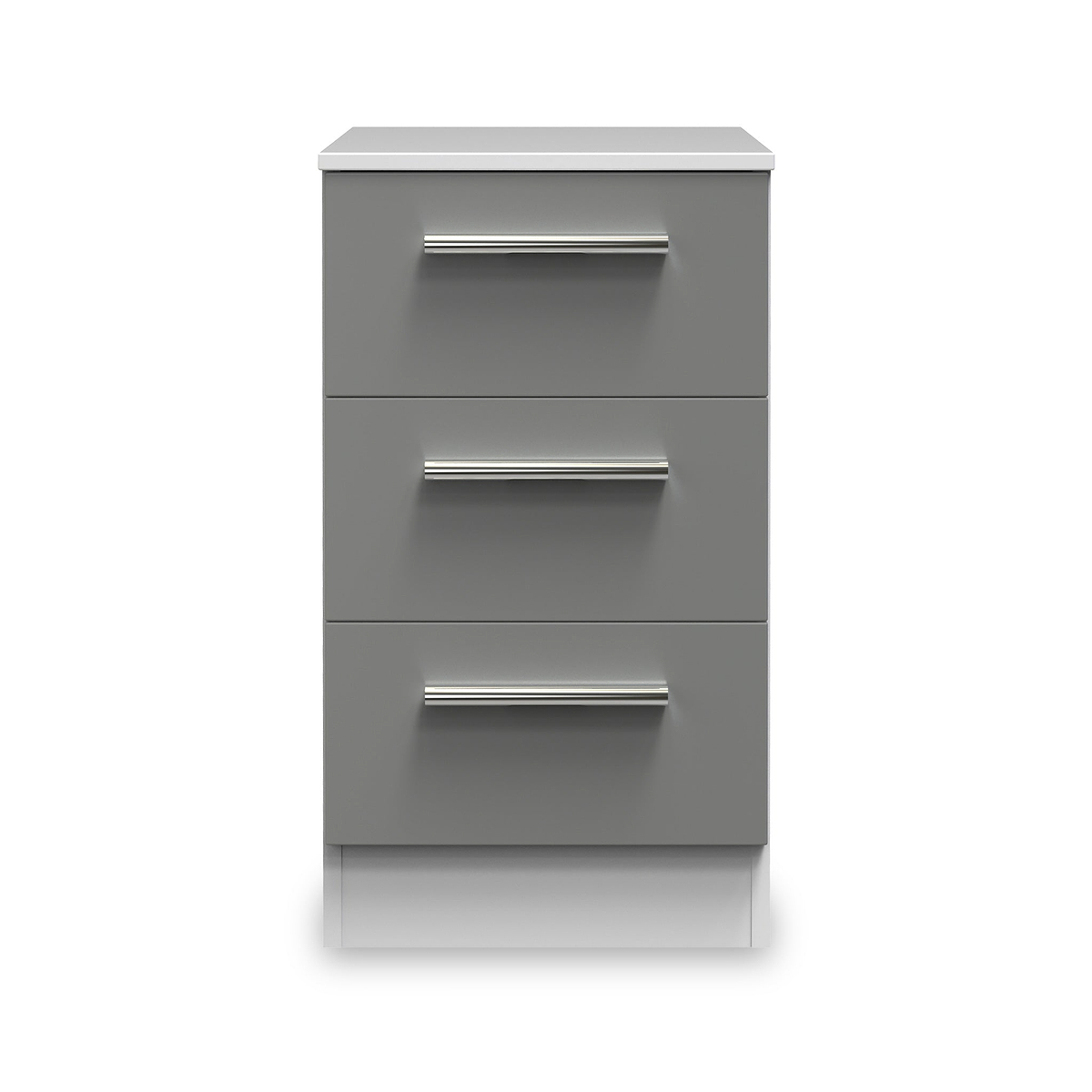 Blakely Grey and White 3 Drawer Bedside Cabinet