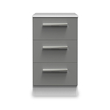 Blakely Grey and White 3 Drawer Bedside Cabinet
