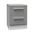 Blakely Grey and White 2 Drawer Bedside Cabinet