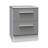 Blakely Grey and White 2 Drawer Bedside Cabinet
