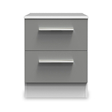 Blakely Grey and White 2 Drawer Bedside Cabinet