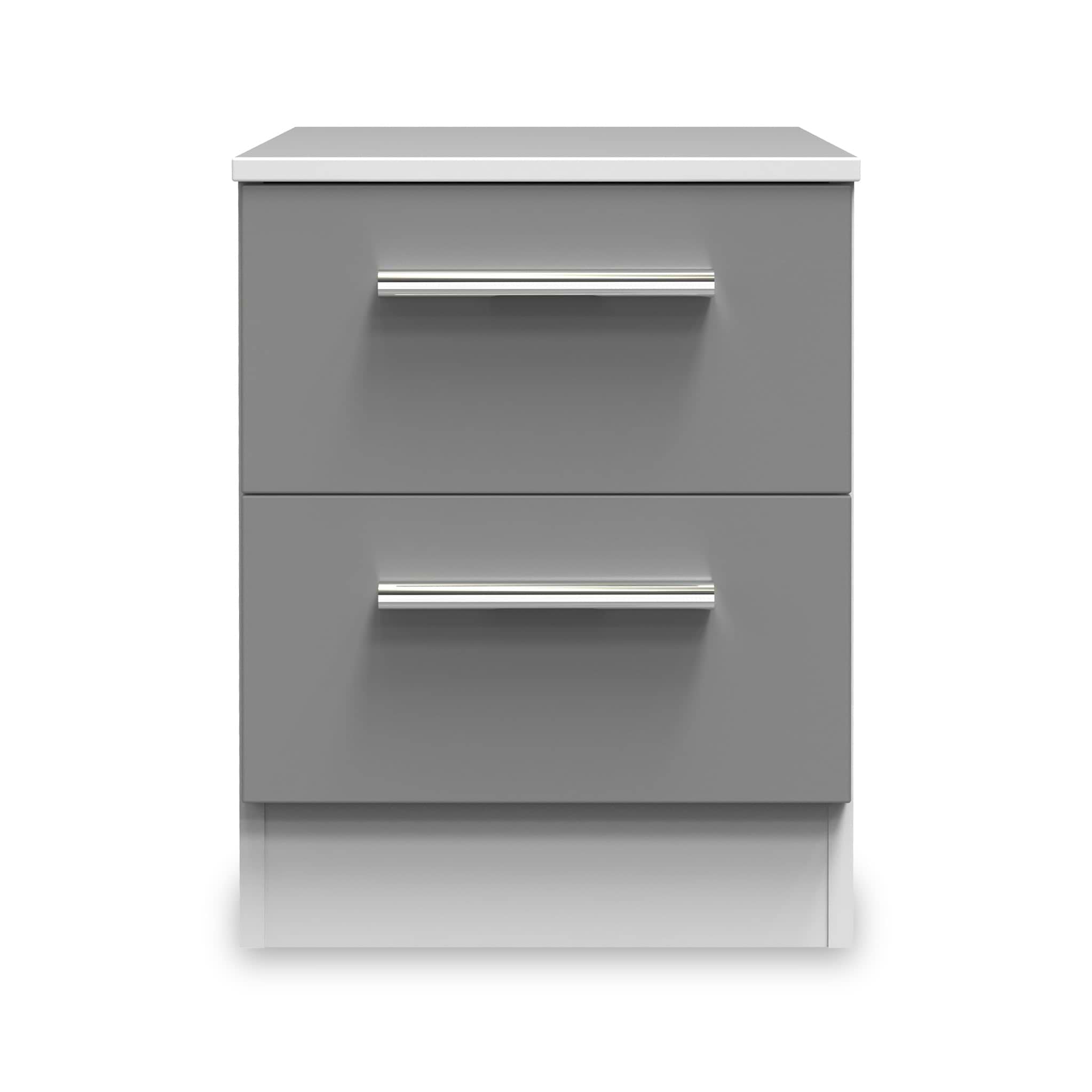 Blakely Grey and White 2 Drawer Bedside Cabinet