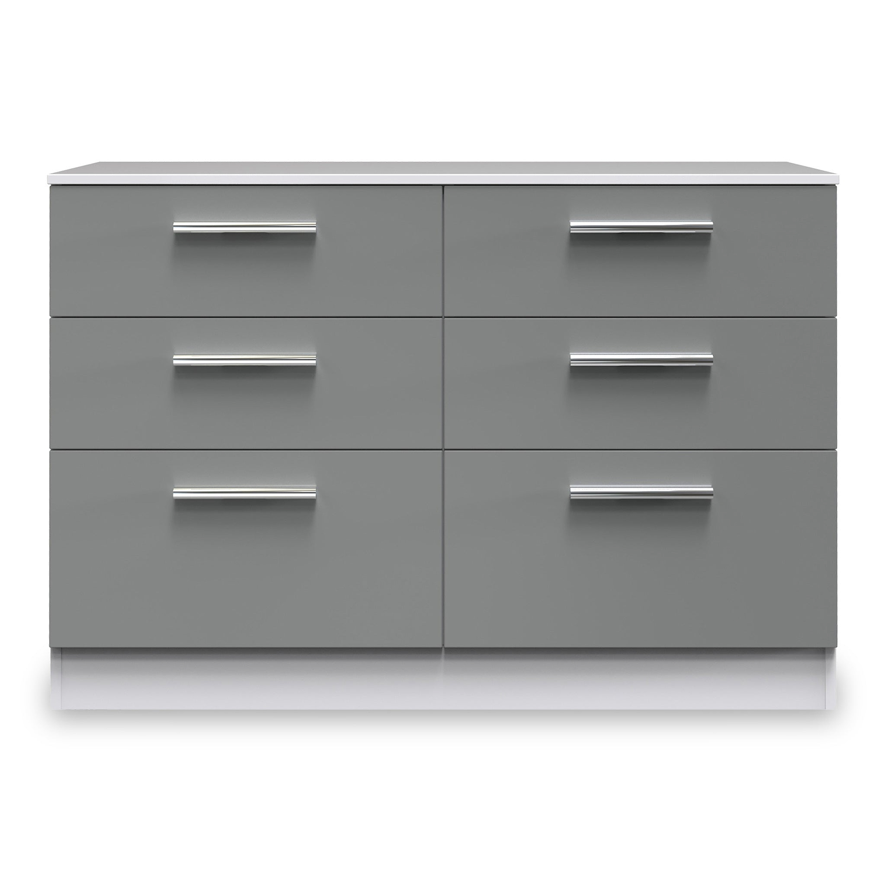 Blakely Grey and White 6 Drawer Wide Chest