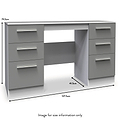 A grey desk with drawers on both sides displays dimensions: 79.5cm tall, 127.5cm wide, 41.5cm deep. Text: "Image for size information only".