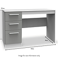 A grey desk with three drawers on the left, dimensions labeled: height 79.5cm, width 120cm, depth 54cm. Text states "Image for size information only."
