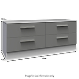 A grey, modern-style low dresser with six drawers, marked with dimensions 50.5cm high, 112cm wide, 41.5cm deep. Text states "Image for size information only".