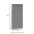 A grey wardrobe stands with dimensions displayed: height at 182.5cm, width at 74cm, and depth at 53cm. Text states "Image for size information only".