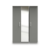 Blakely Grey and White Triple Mirror Wardrobe