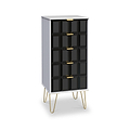 Harlow Black & White 5 Drawer Tallboy with Gold Hairpin Legs from Roseland