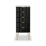 Harlow Black & White 5 Drawer Tallboy with Gold Hairpin Legs