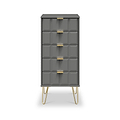 Harlow Grey 5 Drawer Tallboy with Gold Hairpin Legs