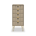Harlow Taupe 5 Drawer Tallboy with Gold Hairpin Legs