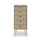 Harlow Taupe 5 Drawer Tallboy with Gold Hairpin Legs
