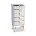 Harlow White 5 Drawer Tallboy with Gold Hairpin Legs from Roseland