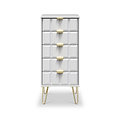 Harlow White 5 Drawer Tallboy with Gold Hairpin Legs