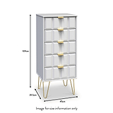 Harlow 5 Drawer Tallboy with Gold Hairpin Legs dimensions