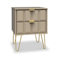 Harlow Taupe 2 Drawer Bedside with Gold Hairpin Legs from Roseland
