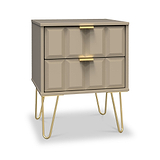 Harlow Taupe 2 Drawer Bedside with Gold Hairpin Legs from Roseland