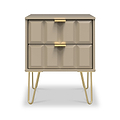 Harlow Taupe 2 Drawer Bedside with Gold Hairpin Legs
