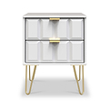 Harlow White 2 Drawer Bedside with Gold Hairpin Legs