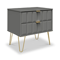 Harlow Grey 2 Drawer Utility Chest with Gold Hairpin Legs from Roseland
