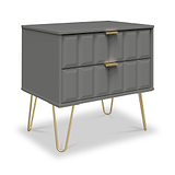 Harlow Grey 2 Drawer Utility Chest with Gold Hairpin Legs from Roseland