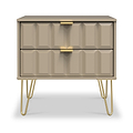 Harlow Taupe 2 Drawer Utility Chest with Gold Hairpin Legs