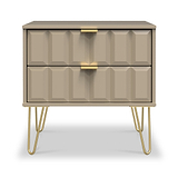 Harlow Taupe 2 Drawer Utility Chest with Gold Hairpin Legs