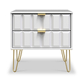 Harlow White 2 Drawer Utility Chest with Gold Hairpin Legs