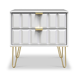 Harlow White 2 Drawer Utility Chest with Gold Hairpin Legs