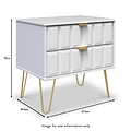 Harlow White 2 Drawer Utility Chest with Gold Hairpin Legs dimensions