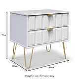 Harlow White 2 Drawer Utility Chest with Gold Hairpin Legs dimensions
